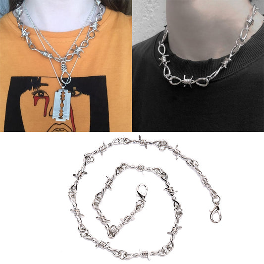 Style Unisex Chain Thorns Harajuku Streetwear Choker Necklace Collar Jewelry Accessories